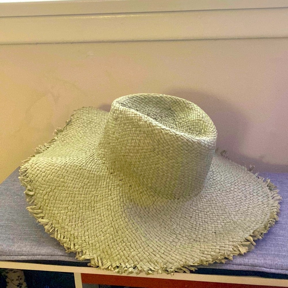 NWOT sage green large straw hat